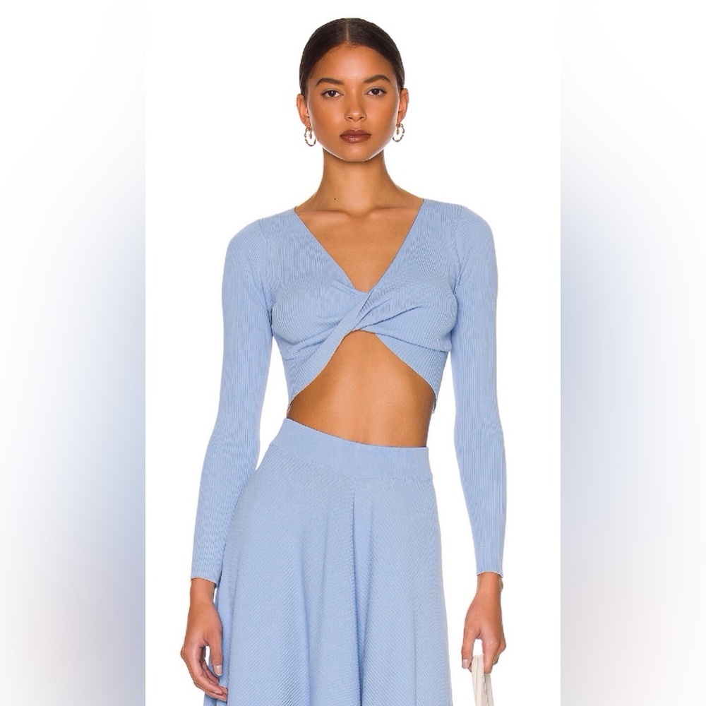 MINKPINK Women's Blue Ribbed Top Size M